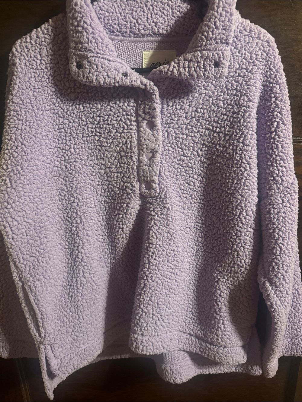 aerie Lavender Teddy Sherpa Collared Pull Over
